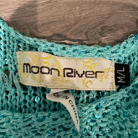 Moon River Turquoise Sequin Tank Top Size M/L - Picture 16 of 16